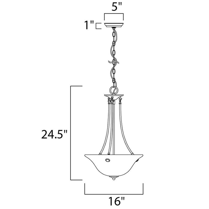 Maxim 2682FT Malaga 3-lt 16" Invert Bowl Pendant, Frosted Glass