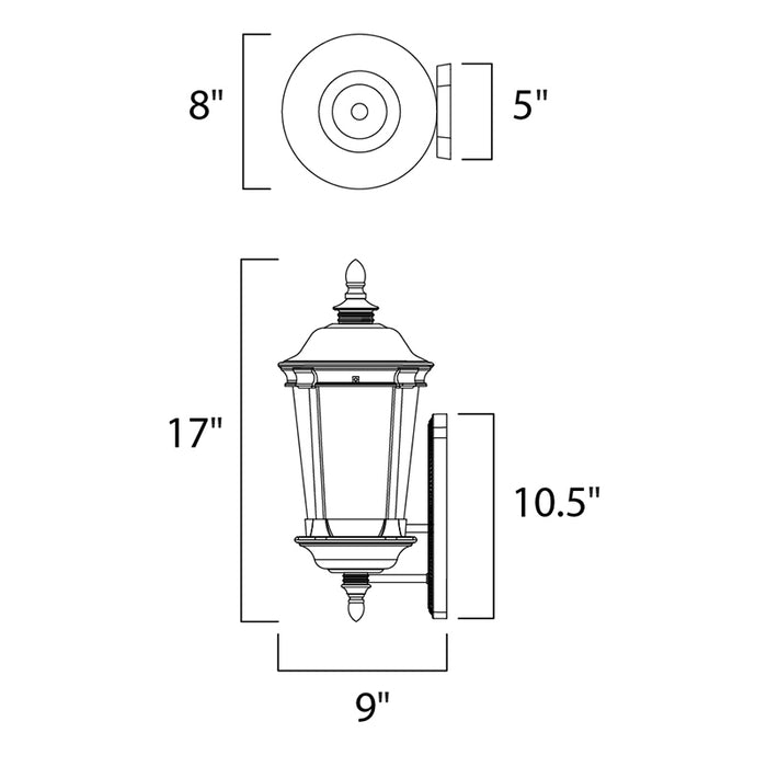 Maxim 3020 Dover DC 1-lt 17" Tall Outdoor Wall Lantern