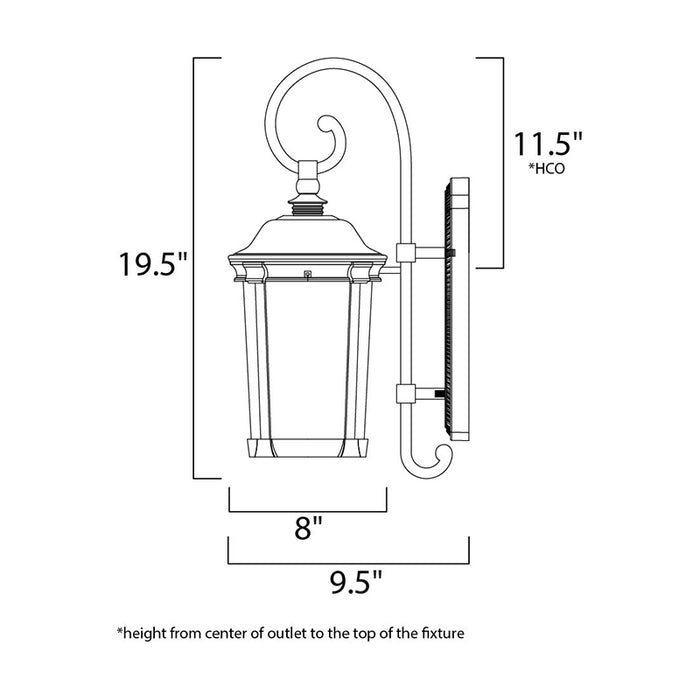 Maxim 3023 Dover DC 1-lt 20" Tall Outdoor Wall Lantern