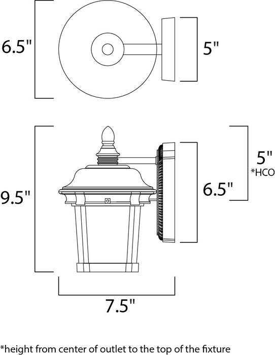 Maxim 3026 Dover DC 1-lt 10" Tall Outdoor Wall Lantern