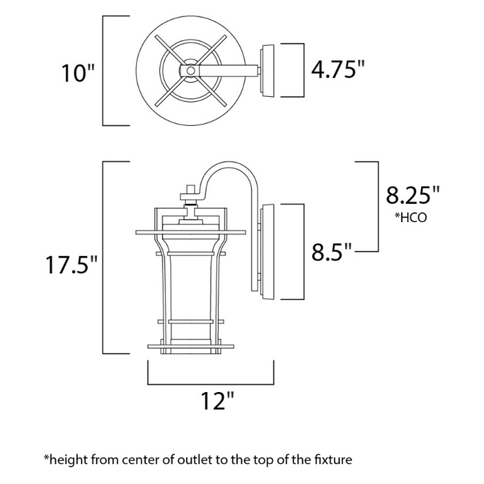Maxim 30485 Oakville 1-lt 18" Tall Outdoor Wall Lantern
