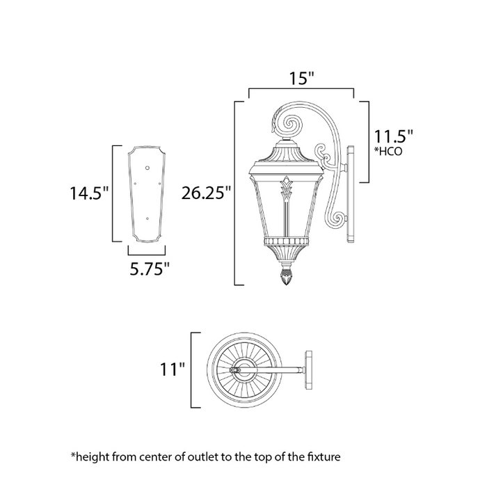 Maxim 3055 Sentry 3-lt 26" Tall Outdoor Wall Sconce