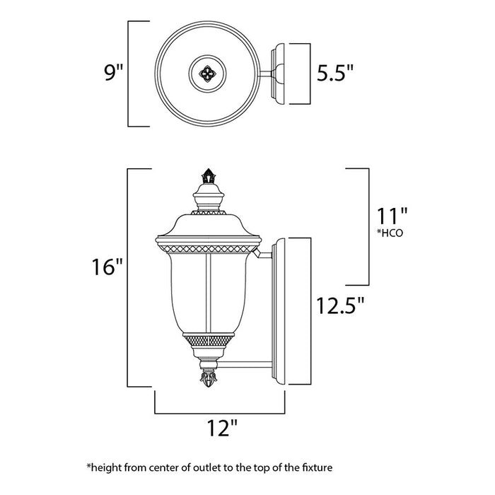 Maxim 3422 Carriage House DC 2-lt 16" Tall Outdoor Wall Lantern