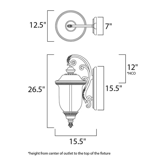 Maxim 3497 Carriage House DC 3-lt 27" Tall Outdoor Wall Lantern