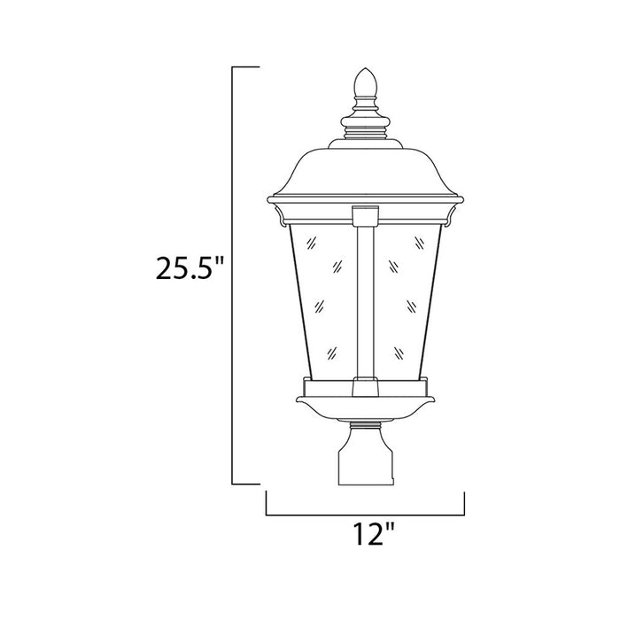 Maxim 40092 Dover VX 3-lt 26" Tall Outdoor Pole/Post Lantern