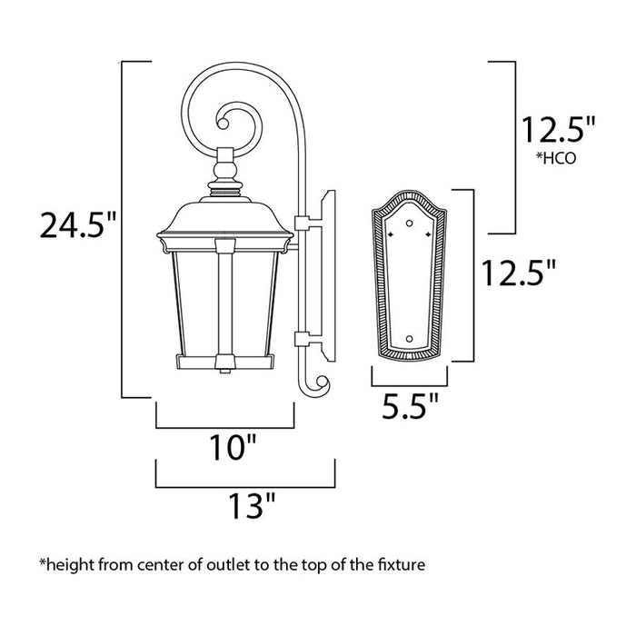 Maxim 40094 Dover VX 3-lt 25" Tall Outdoor Wall Lantern