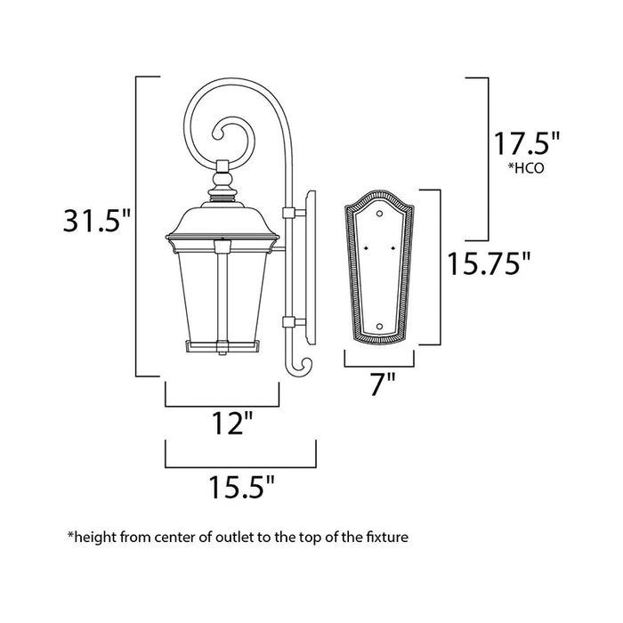 Maxim 40095 Dover VX 3-lt 32" Tall Outdoor Wall Lantern