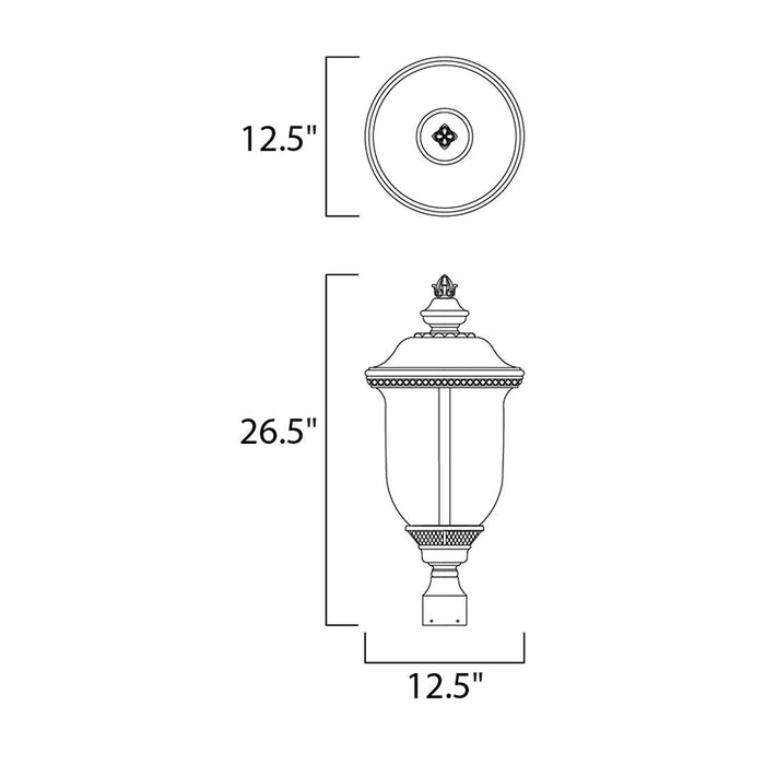 Maxim 40420 Carriage House VX 3-lt 27" Tall Outdoor Pole/Post Lantern