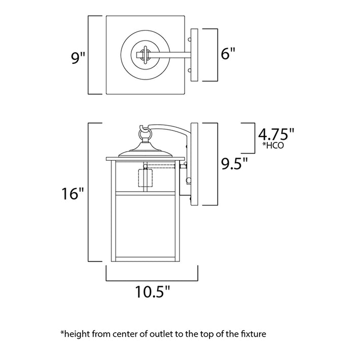 Maxim 4054 Coldwater 1-lt 16" Tall Outdoor Wall Lantern