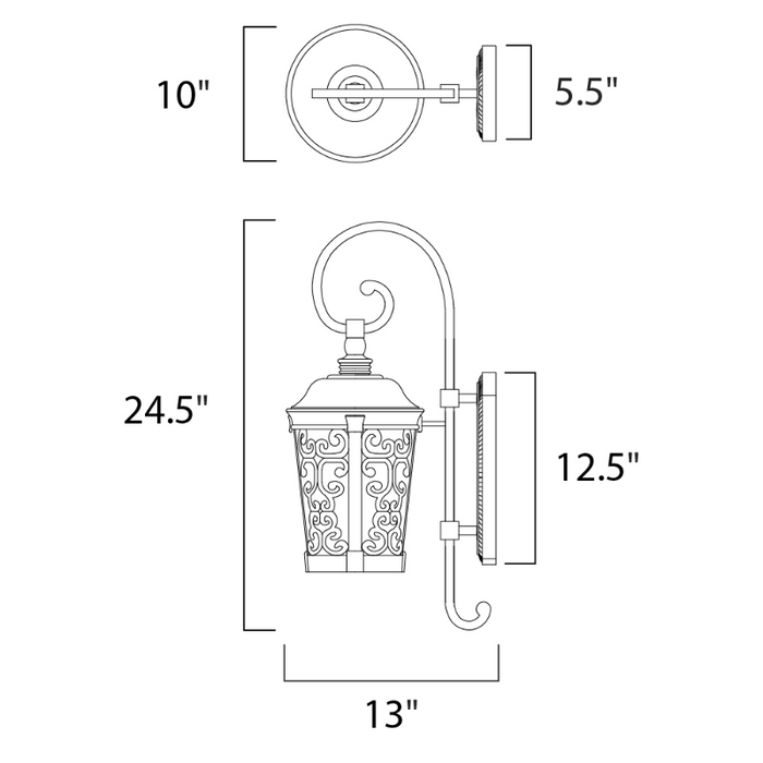 Maxim 55394 Whisper Dark Sky LED 1-lt 25" Tall LED Outdoor Wall Lantern
