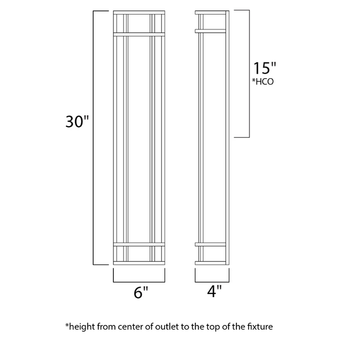 Maxim 55577 Moon Ray 28W, 30" Tall LED Outdoor Wall Sconce, 3000K, 120-277V