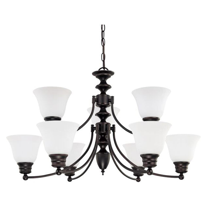 Nuvo Empire 9-lt 32" Chandelier, Frosted Glass