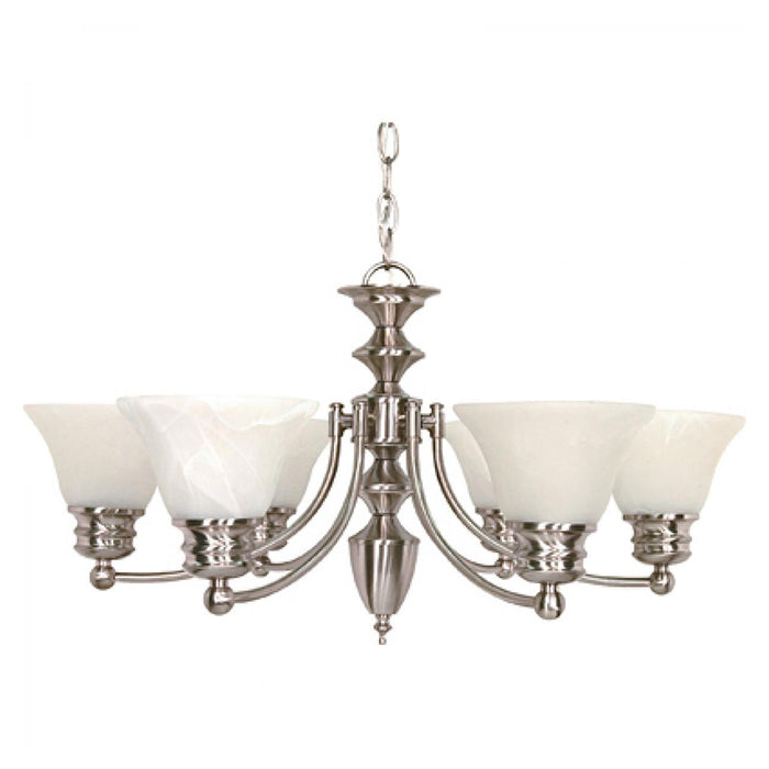 Nuvo Empire 6-lt 26" Chandelier, Alabaster Glass
