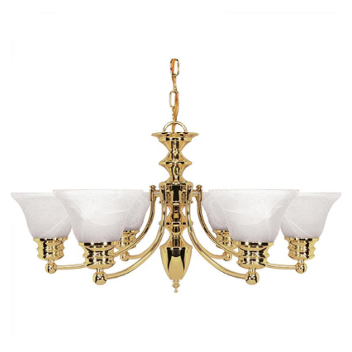 Nuvo Empire 6-lt 26" Chandelier, Alabaster Glass
