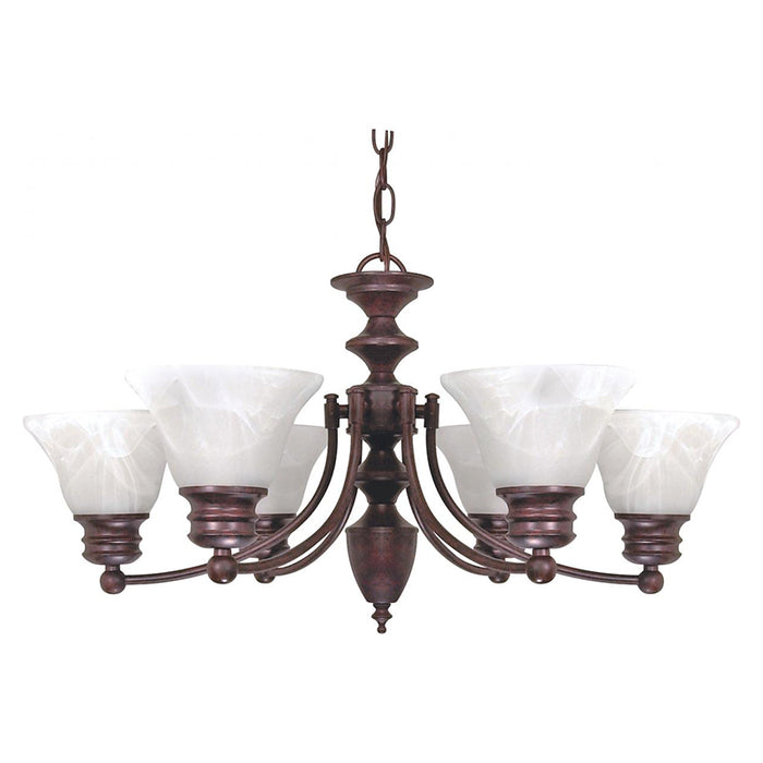 Nuvo Empire 6-lt 26" Chandelier, Alabaster Glass