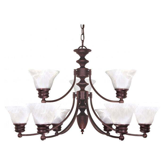 Nuvo Empire 9-lt 32" Chandelier, Alabaster Glass