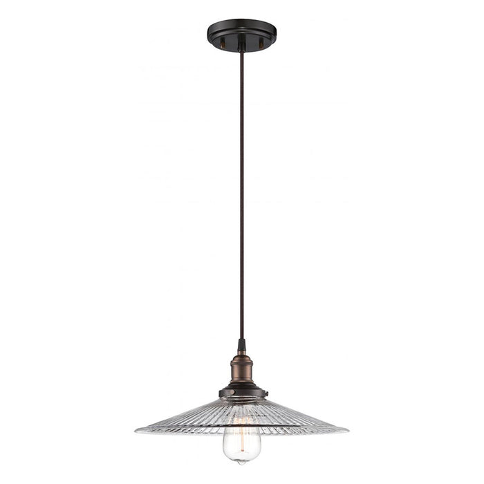 Nuvo Vintage 1-lt 14" Pendant with Clear Ribbed Glass