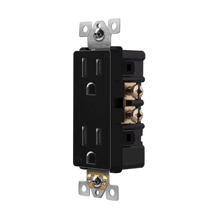 Enerlites 61501-TR Residential Grade 15A Decorator Style Self-Grounding Tamper-Resistant Duplex Receptacle
