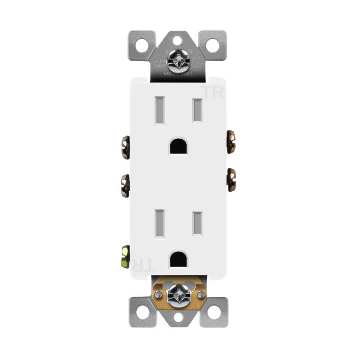 Enerlites 61501-TR Residential Grade 15A Decorator Style Self-Grounding Tamper-Resistant Duplex Receptacle