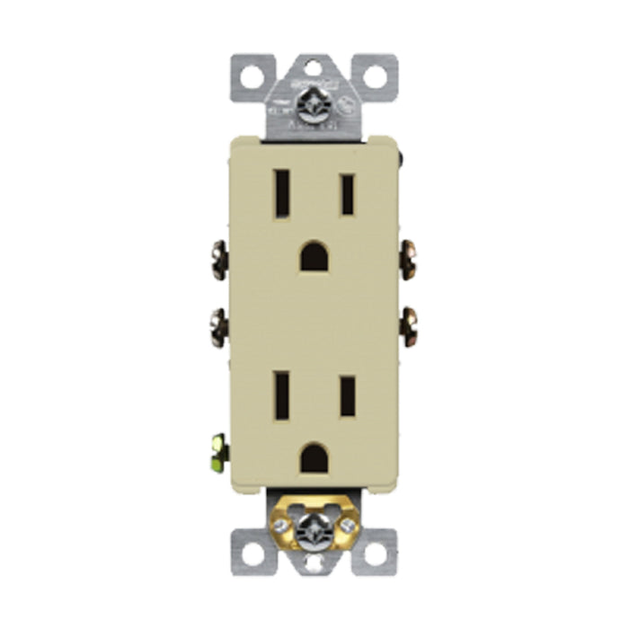 Enerlites 61501 Residential Grade Decorator 15Amp 5-15R Self-Ground Duplex Receptacle, 10-Pack