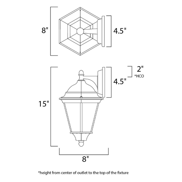 Maxim 65100 Westlake LED E26 1-lt 15" Tall LED Outdoor Wall Lantern