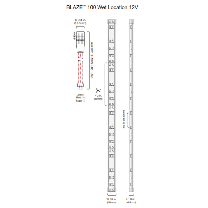 Diode LED BLAZE Wet Location 12V 2.93W/ft LED Strip Light, 16.4 ft.