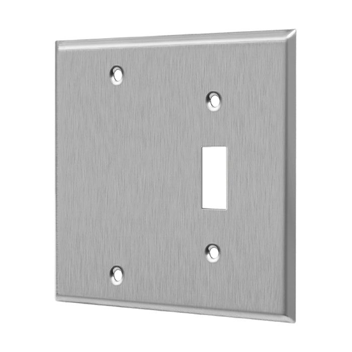 Enerlites 770111 2-Gang Combination Blank and Toggle Wall Plates, 10-Pack