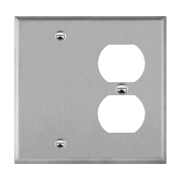Enerlites 770121 2-Gang Combination Blank and Duplex Receptacle Wall Plates, 10-Pack