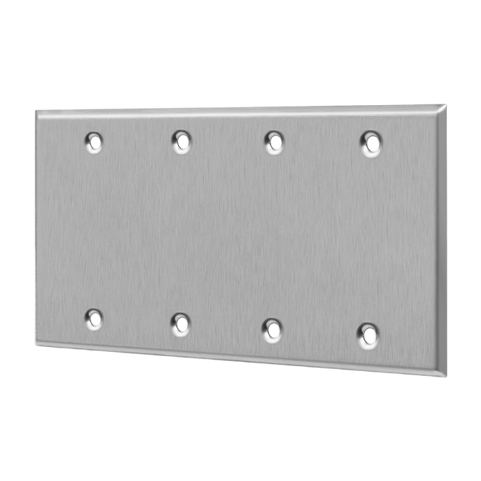 Enerlites 7704 4 Gang Blank Cover Metal Wall Plates, 10-Pack
