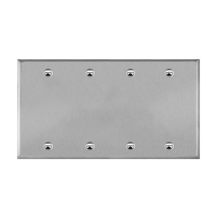 Enerlites 7704 4 Gang Blank Cover Metal Wall Plates, 10-Pack