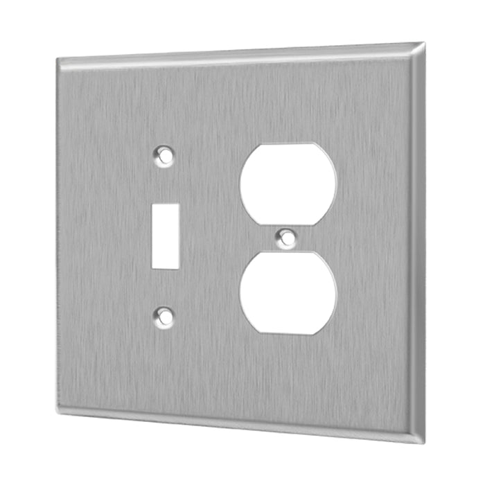 Enerlites 771121O 2-Gang Over Size Combination Toggle and Duplex Receptacle Metal Wall Plates, 10-Pack