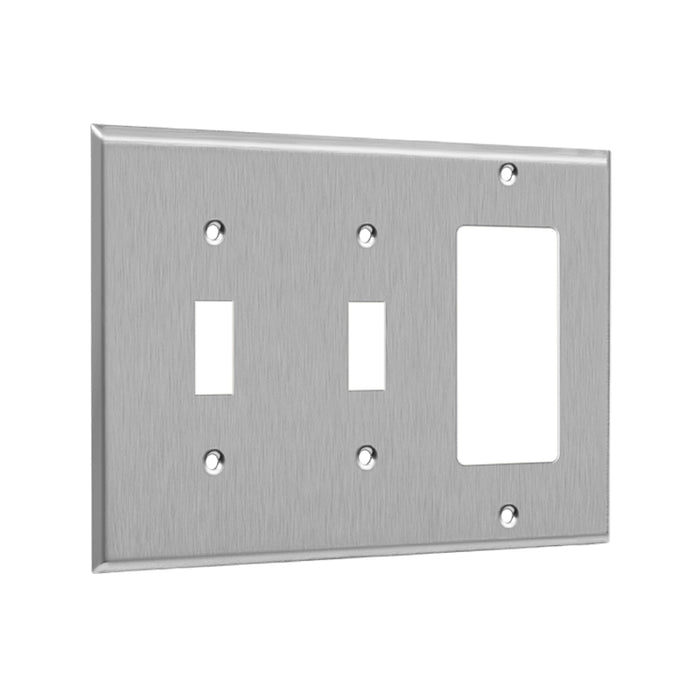 Enerlites 771231 3-Gang Combination Two Toggles and Decorator/GFCI Metal Wall Plates, 10-Pack