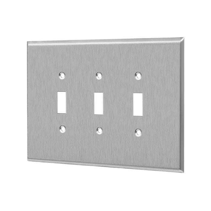 Enerlites 7713O 3-Gang Over Size Toggle Switch Metal Wall Plates, 10-Pack