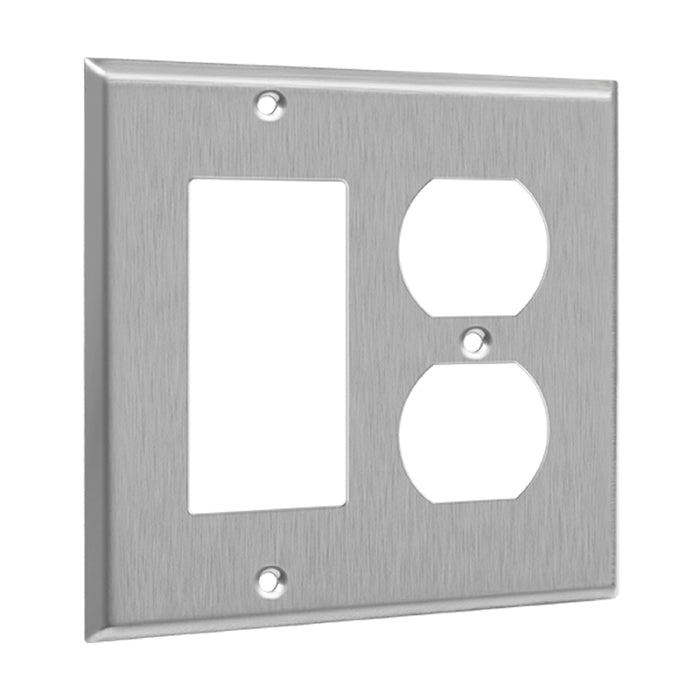 Enerlites 772131 2-Gang Combination Duplex Receptacle and Decorator/GFCI Metal Wall Plates, 10-Pack