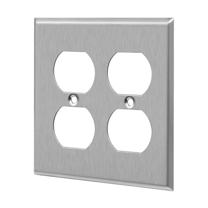 Enerlites 7722 2-Gang Duplex Receptacle Metal Wall Plates, 10-Pack