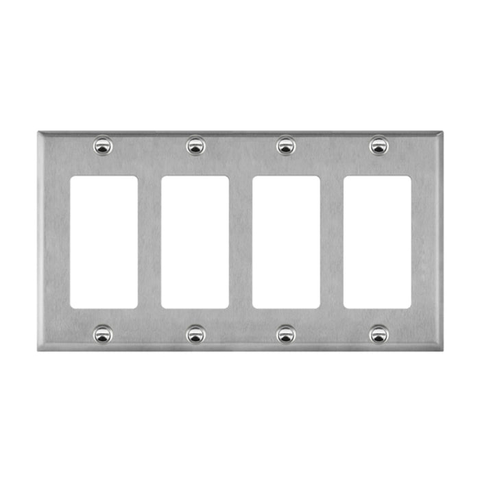 Enerlites 7734 4-Gang Decorator/GFCI Metal Wall Plates, 10-Pack