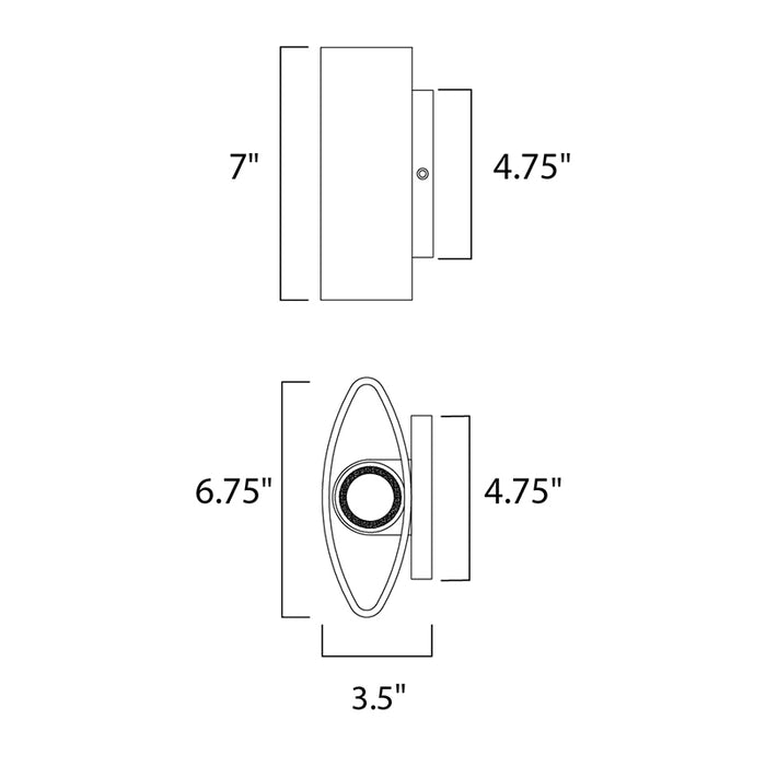 Maxim 86152 Lightray LED 2-lt 7" Tall LED Outdoor Wall Sconce