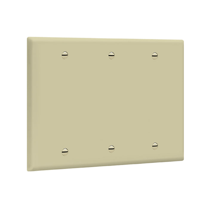 Enerlites 8803 3-Gang Blank Cover Wall Plate, 10-Pack