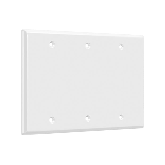 Enerlites 8803 3-Gang Blank Cover Wall Plate, 10-Pack