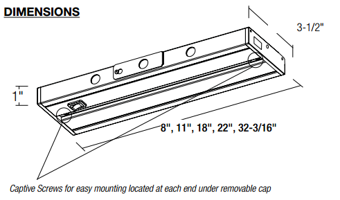Nora NUD-8811 LEDUR 11" 6.7W LED Undercabinet, 3000K 337 Lumen Dimmable 120V