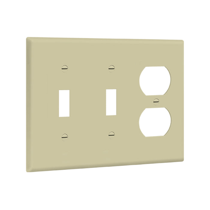 Enerlites 881221 3-Gang 2 Toggles and Duplex Receptacle Wall Plate, 10-Pack