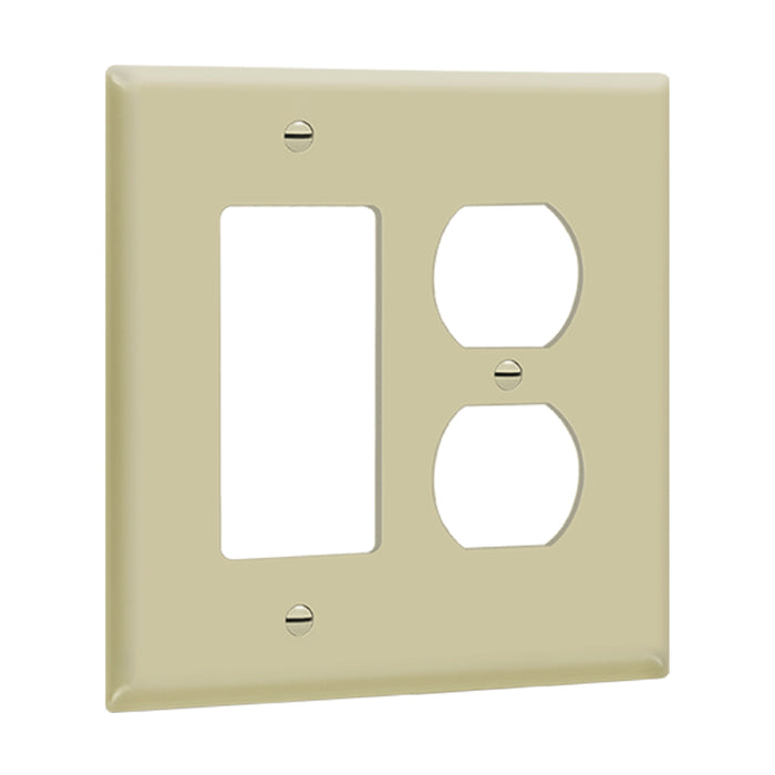 Enerlites 882131M 2-Gang Mid Size Duplex Receptacle and Decorator/GFCI Wall Plate, 10-Pack