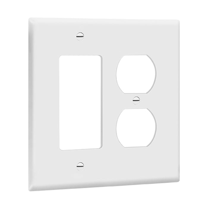Enerlites 882131M 2-Gang Mid Size Duplex Receptacle and Decorator/GFCI Wall Plate, 10-Pack