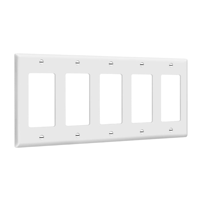 Enerlites 8835 5-Gang Decorator/GFCI Wall Plate, 10-Pack