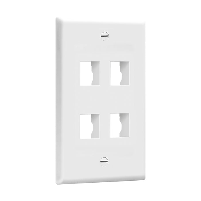 Enerlites 8874 1-Gang 4-Port Multimedia Face Plate, 10-Pack