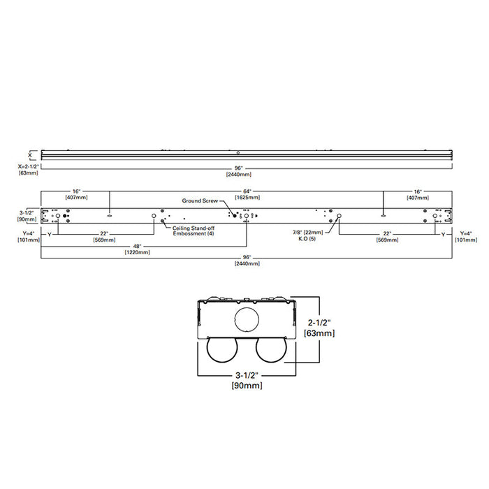 Metalux ST2 8-ft 78W LED Dual Lens Strip Light
