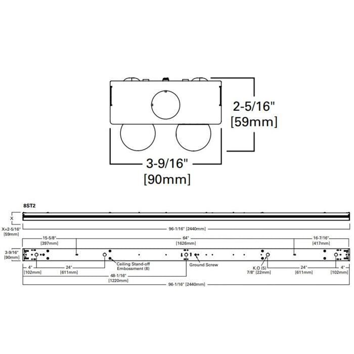Metalux ST 8-ft 81W LED Dual Lens Strip Light