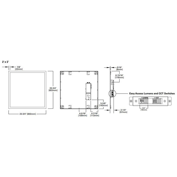 Metalux FPS 2x2 LED Flat Panel with Selectable Lumens and CCT