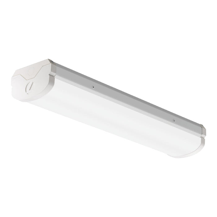 Lithonia BLWP4 4-ft LED Low Profile Wraparound with Emergency Battery, 4000K, 3000lm, Curved Ribbed Diffuser, 80+CRI, 120V-277V
