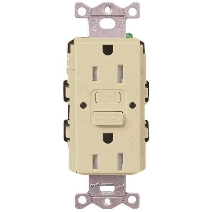Lutron CAR-15-GFST Claro Self-Testing Tamper Resistant GFCI Receptacle